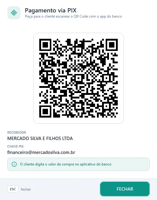 QR Code do PIX no PDV Desktop